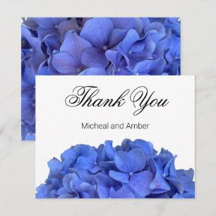 Blue periwinkle elegant floral hydrangeas thank you card