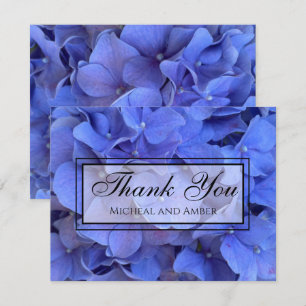 Blue periwinkle elegant floral hydrangeas  thank you card