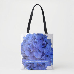 Blue periwinkle elegant floral hydrangeas  tote bag