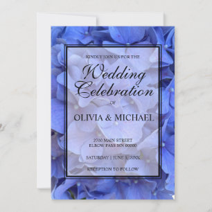 Blue periwinkle elegant floral hydrangeas Wedding Invitation