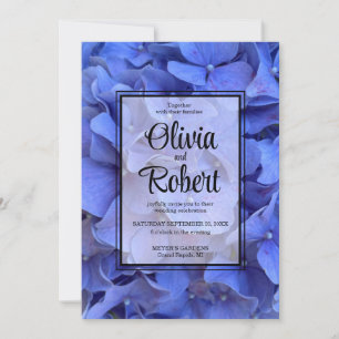 Blue periwinkle elegant floral hydrangeas Wedding Invitation