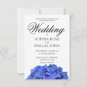 Blue periwinkle elegant floral hydrangeas Wedding Invitation