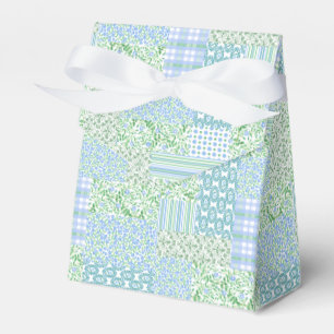Blue Periwinkle Flowers Vintage Faux Patchwork Favor Box