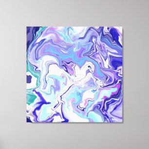 Blue Periwinkle Marble Fluid Art Canvas Print