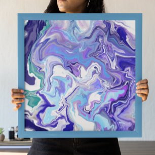 Blue Periwinkle Marble Fluid Art Poster