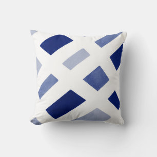 Blue Periwinkle White Geometric Watercolor Throw Pillow