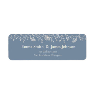 Blue Periwinkle Wildflower Wedding Return Address