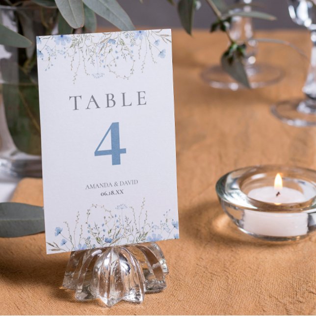 Blue Periwinkle Wildflower Wedding  Table Number (Creator Uploaded)