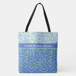 Blue Periwinkles Ditsy Floral Mix'n'match Patterns Tote Bag