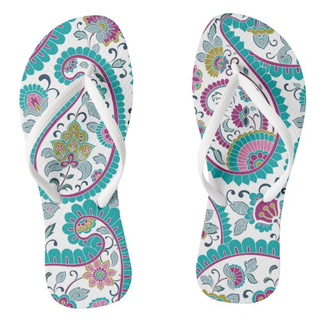 Blue Persian Boteh Paisley Pattern woman Flip Flop (Footbed)