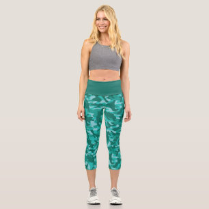 Blue Persian Camouflage  Capri Leggings
