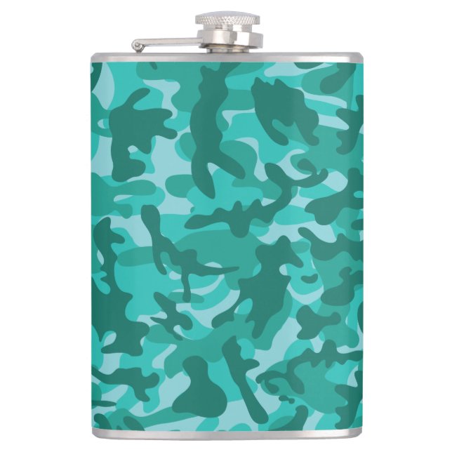 Blue Persian Camouflage  Hip Flask (Front)