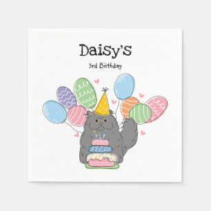 Blue Persian Cat Longhair Birthday Paper Napkins