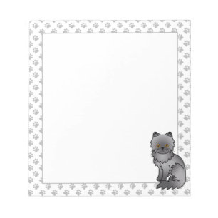 Blue Persian Cute Cartoon Cat Illustration Notepad