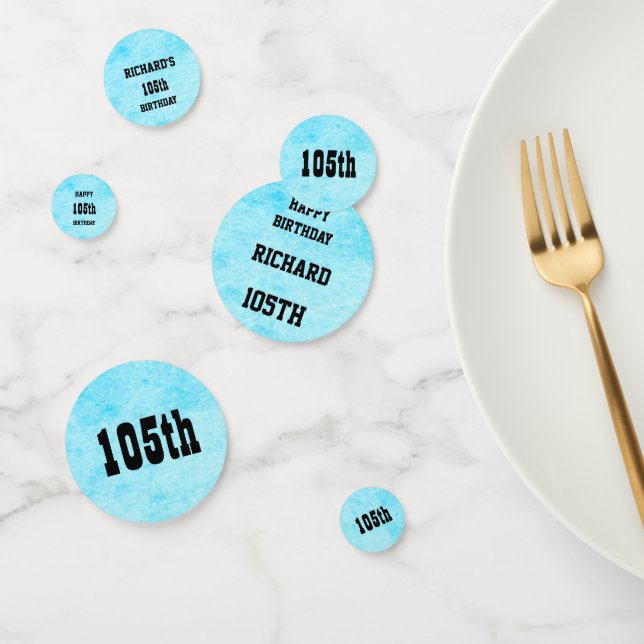 Blue Personalised 105th Birthday Confetti (Group)