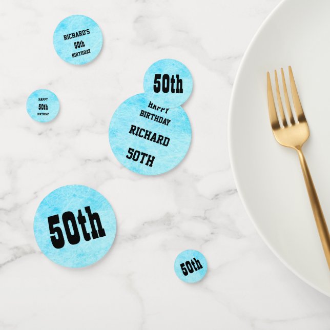 Blue Personalised 50th Birthday Confetti (Group)