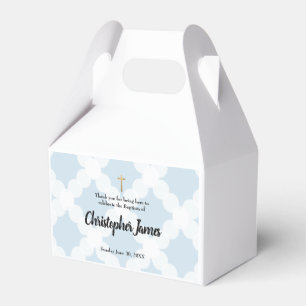 Blue personalized baby boy Baptism Thank you Gift Favor Box