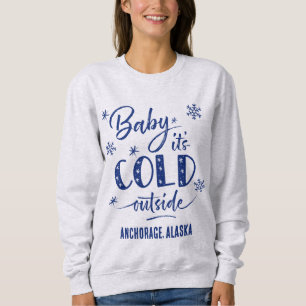 Blue Personalized Baby It's Cold Outside Holiday Sweatshirt