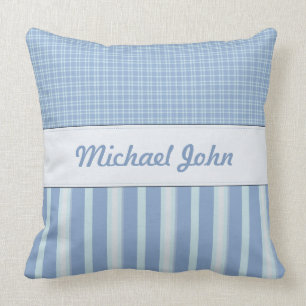 Blue Personalized Baby Nursery Pillow