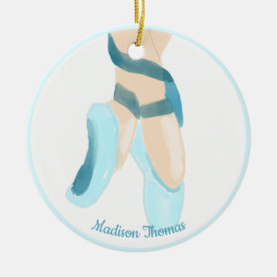 Blue Personalized Ballet Slippers Ceramic   Ornament