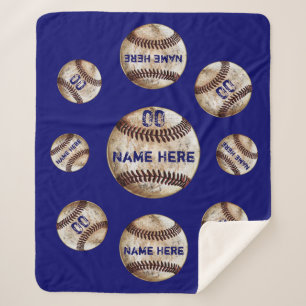 Blue Personalized Baseball Throw Blanket, Sherpa