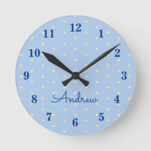 Blue Personalized Boy Round Clock