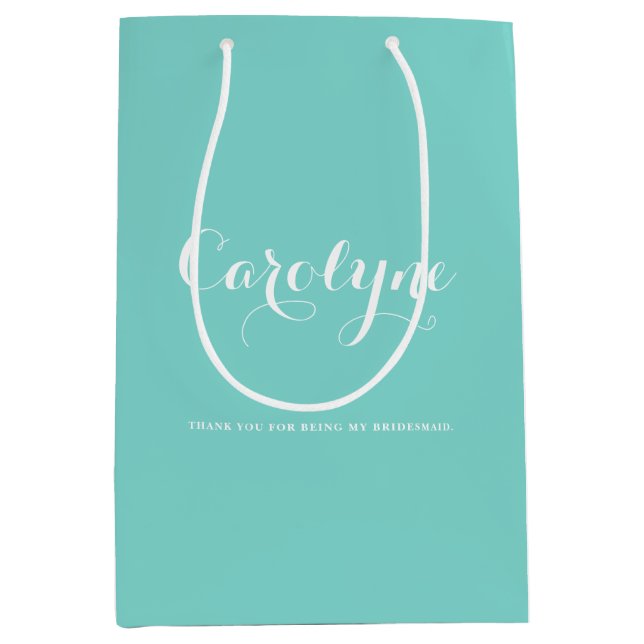 Blue Personalized Bridesmaid Bridal Shower Medium Gift Bag (Front)