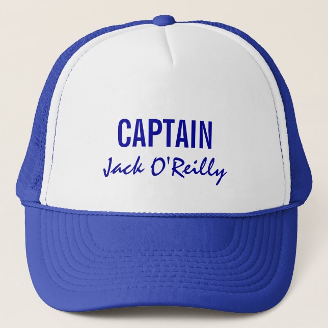 Blue Personalized Captain Trucker Hat (Front)
