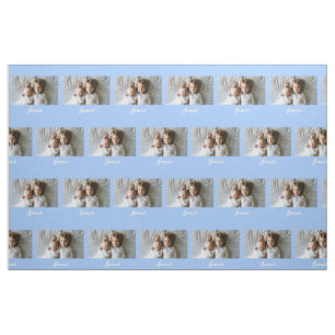 Blue Personalized Fabric Add Your Photo
