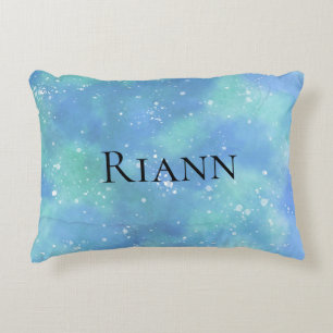 Blue Personalized Fantasy Princess Girly Accent Pillow