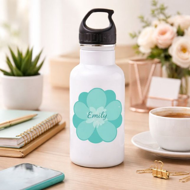 Blue personalized flower 532 ml water bottle (Creator Uploaded)