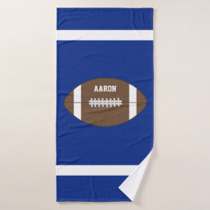 Blue Personalized Football Bath Towel