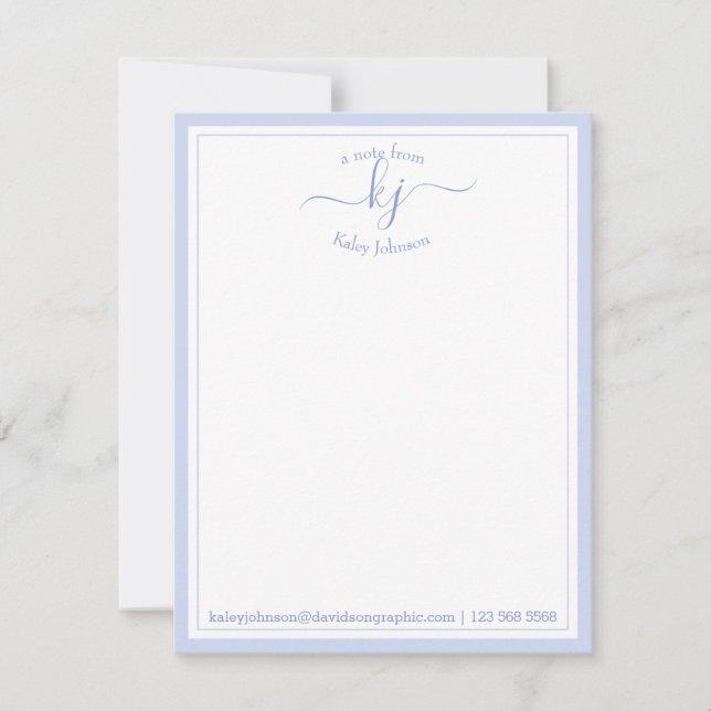 Blue Personalized | From The Desk Of Note Card (Front)