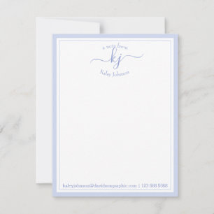Blue Personalized From The Desk Of Note Card