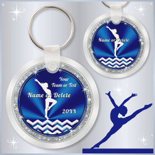Blue Personalized Gymnastics Gifts for Girls Team Keychain