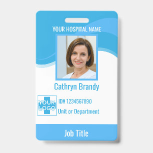 blue Personalized Hospital or Clinic Employee Badge