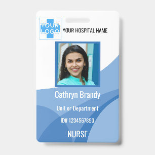 blue Personalized Hospital or Clinic Employee Badge