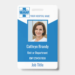 blue Personalized Hospital or Clinic Employee Badge