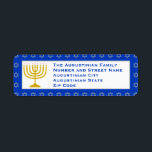 Blue Personalized Menorah HANUKKAH Return Address<br><div class="desc">Stylish blue Menorah RETURN ADDRESS LABELS, showing gold coloured menorah against a blue background with a silver grey Star of David pattern. There is customisable placeholder text, so you can personalise with your own details. Ideal addition for your Hanukkah-themed cards and invitations. Matching stationery and gifts are available in the...</div>