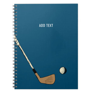 Blue Personalized Modern Vintage Golf Notebook