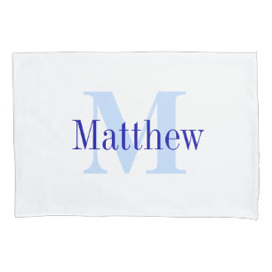 Blue Personalized Monogram Custom Pillow Case