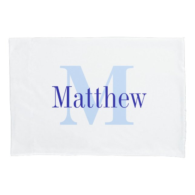 Blue Personalized Monogram Custom Pillow Case (Front)