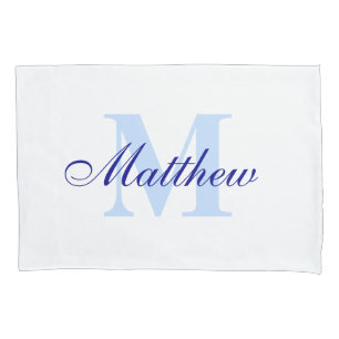 Blue Personalized Monogram Custom Pillow Case