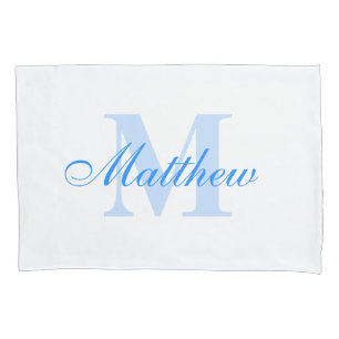 Blue Personalized Monogram Custom Pillow Case