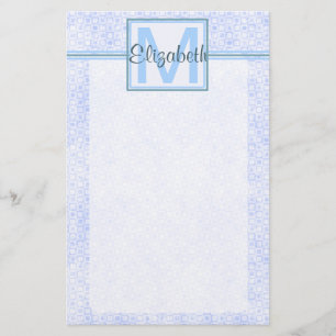 Blue Personalized Monogram Stationery