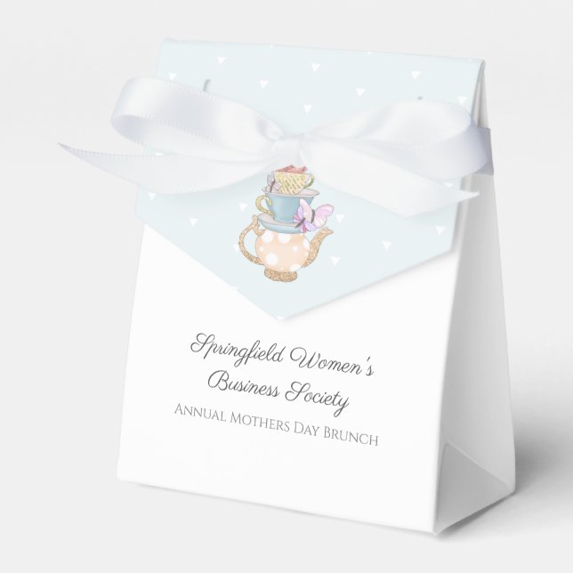 Blue Personalized Mother's Day Tea Party Favour Bo Favor Box (Front Side)