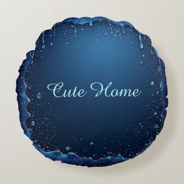 Blue Personalized Name Custom Gift Round Pillow (Front)