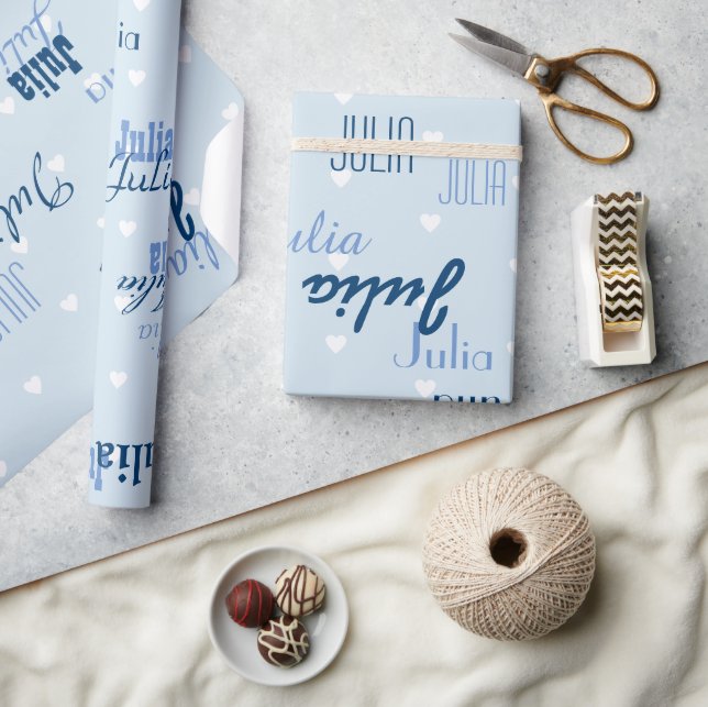 blue personalized name pattern wrapping paper (Crafts)