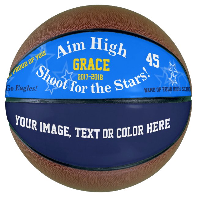 Blue Personalized Name Team Stars Basketball (Front)