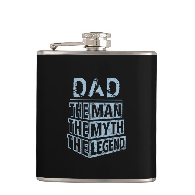 Blue Personalized Name The Man The Myth The Legend Hip Flask (Front)